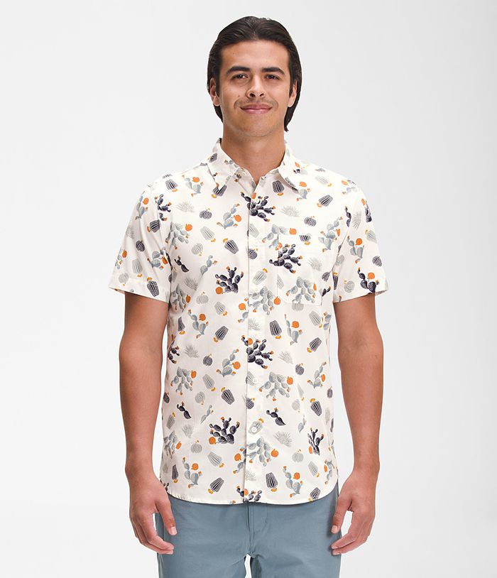 The North Face Shirt Short Sleeve Baytrail Pattern White - Mens - Thailand GRHKE-8156